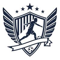 Stylish Soccer Team Crest with Wings and Shield Design. vector