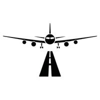 Airplane Landing on Runway Icon. vector