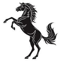 Powerful Black Horse Silhouette in a Majestic Pose. vector