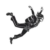 Freefall skydiver outline soaring through the open clear sky. vector