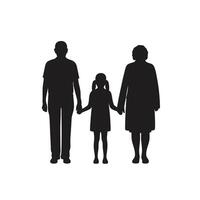 Loving child walking together with grandma and grandpa in unity. vector
