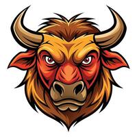 Angry Bull head on white background vector
