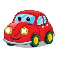 A red car with a smiley face on it on white background vector