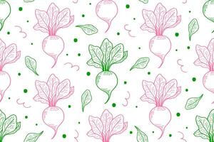 Sugar beet pattern, seamless pattern for culinary background. Vegetable pattern, contour silhouette. Kitchen textiles, food packaging, prints on clothes. vector