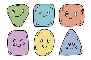 Adorable and Cheerful Colorful Shapes Featuring Smiley Faces That Bring Joy and Fun vector