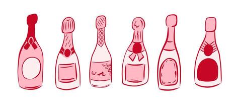 An artistic illustration showcasing various sparkling wine bottles in an elegant arrangement vector