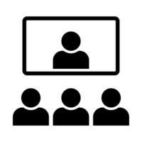 group of people attending a webinar on a computer screen icon symbol illustration vector