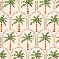 Tropical pattern with palm tree in retro style. Summer tropical background. vector