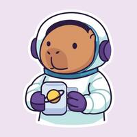 Capybara Astronaut with Space Mug vector