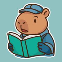 Adorable Capybara Engineers Reading Manual, Fixing with Tools vector