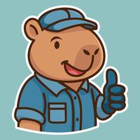 Cute Capybara Mechanics with Tools Mascot Set vector