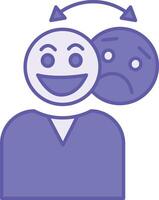 Colored Bipolar Icon. Illustration. Mental Disorder, Mood Swings. Person Smiling and Sad. Mental Health Concept vector