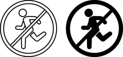 Not Allowed Icons. Black and White Illustration. Prohibition Sign, No Running. Running Concept vector