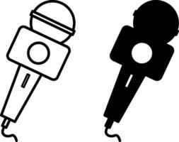 Mic Icons. Black and White Illustration. Device That Converts Sound Waves into Electrical Signal. Microphone, Gadget, Technology. Device Concept vector