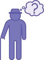 Colored Dementia Icon. Illustration. Old Man and Question Mark. Loss of Memory, Thinking, and Reasoning. Mental Health Concept vector