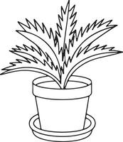 Potted plant illustration isolated on transparent background featuring a simple outline drawing of a houseplant in a pot, perfect for minimalist design vector