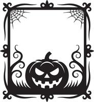 Decorative halloween frame, scary pumpkin carving, spiderwebs, ornate Swirls, spooky invitations and borders vector