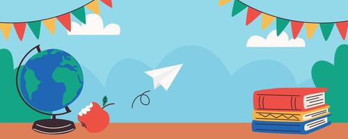 Back to School Background, Web Banner Template. vector