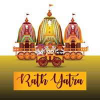 Beautiful chariot for happy rath yatra with lord jagannath balabhadra and subhadra illustration vector