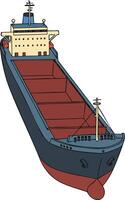 Cargo ship illustration of large freight vessel with open deck and navigation bridge in simple style vector