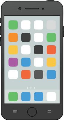 Smartphone with colorful app icons digital device technology communication illustration