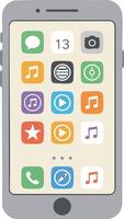 Smartphone device with colorful app icons on screen flat illustration technology communication graphic design vector
