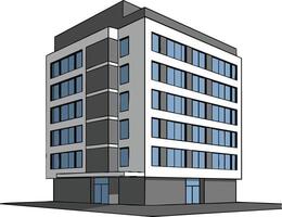 Modern grey and white office building with multiple windows illustration urban architecture design vector