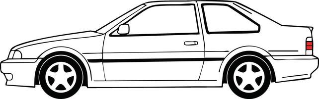 Compact car side view illustration with simple black outline design for automotive and transport themes vector