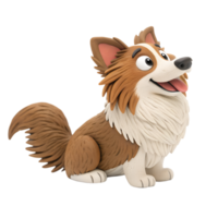 a clay Cute Shetland Sheepdog is joyful isolated on a transparent background png