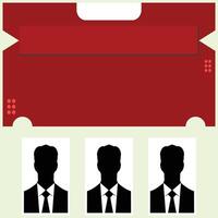 Set of business people silhouettes. Illustration in flat style. Simple banner template with red and white base color. Brochure template for various purposes vector
