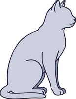 Gray Cat Sitting Side Profile Illustration with Minimalist Design and Clean Lines for Pet Art and Animal Themes vector