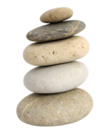 Stack of five smooth stones isolated on transparent background png