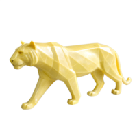 A Yellow Tiger sculpture with a minimalist design, smooth texture, standing on a gray background, simple and elegant, art piece png