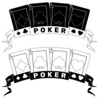 The focus is on a poker hand, a symbol of luck and strategy, beautifully encircled by festive ribbons, perhaps after a successful game vector