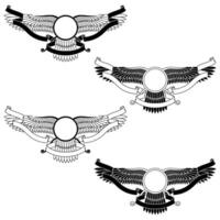 Discover the Zoroastrian winged solar disk, an ancient symbol often adorned with flowing ribbons representing divine glory vector