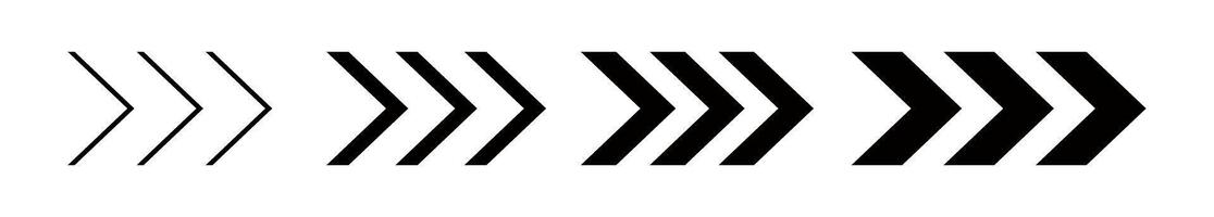 Bold chevron arrow with motion lines, directional sign in modern style. Flat illustration isolated on white background. vector