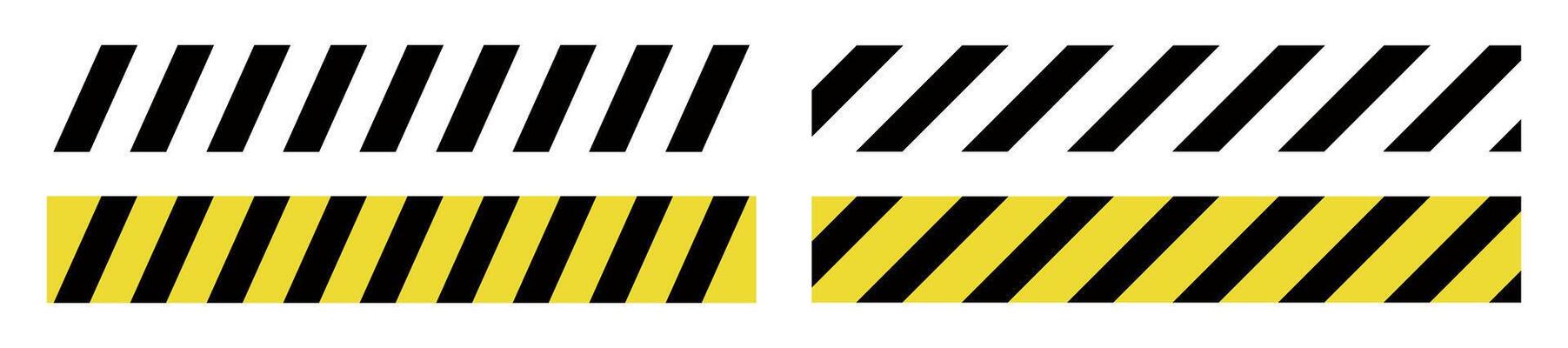 Yellow danger line strip with caution pattern. Construction barrier and safety sign. Flat illustration isolated on white background.