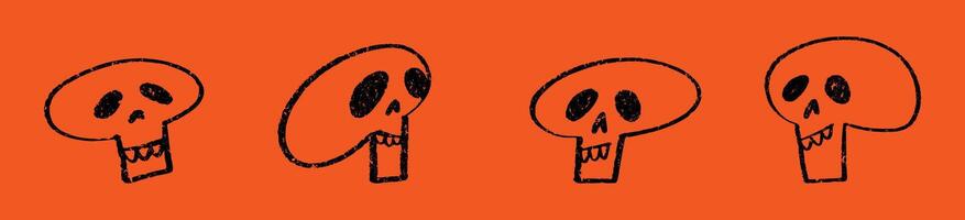 Toxic symbol skull in crayon style with rough edges, warning sign design. Flat illustration isolated vector