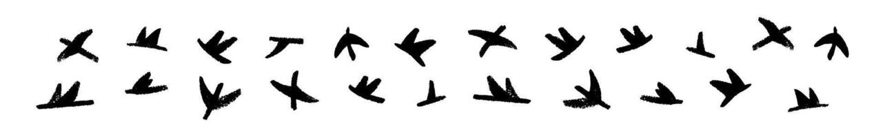 Bird in flight with expressive brush strokes in crayon style, nature symbol. Flat illustration isolated on white background. vector