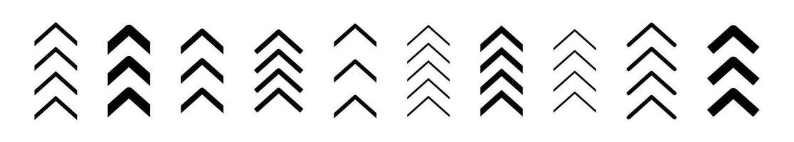 Directional chevron arrows in line art style, navigation system element. Flat illustration isolated on white background. vector