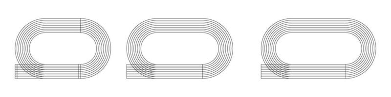 Top view athletic track field stadium with running lanes. Flat illustration isolated on white background. vector