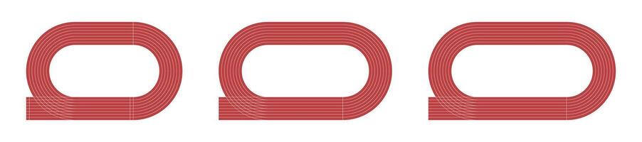 Athletic track field stadium with running lanes from top view. Flat illustration isolated on white background. vector