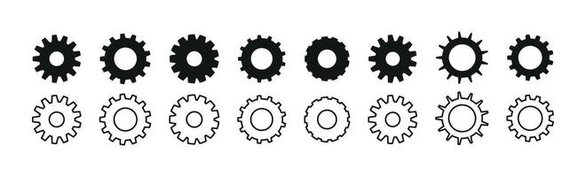 Gear work function with industry automation. Business technology symbols and progress concept. Flat illustration isolated on white background. vector