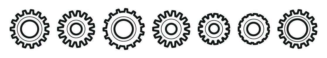 gear set with clockwork mechanism. Factory machine elements and bicycle chain parts. Flat illustration isolated on white background. vector