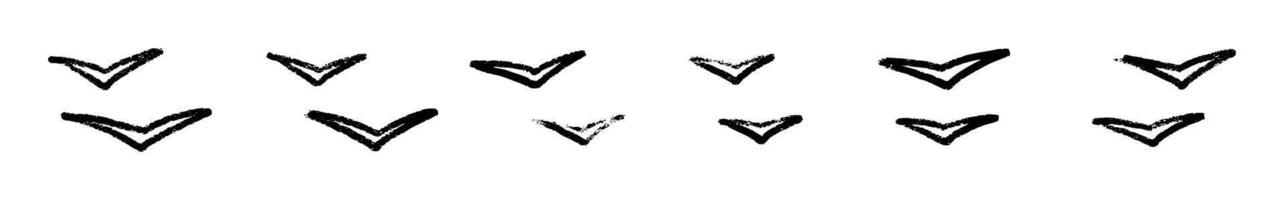 Minimalist flying bird outline in crayon style, simple nature illustration. Flat illustration isolated on white background. vector