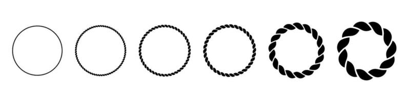 Brush-style rope circle with vintage knot and thread design. Flat illustration isolated on white background. vector