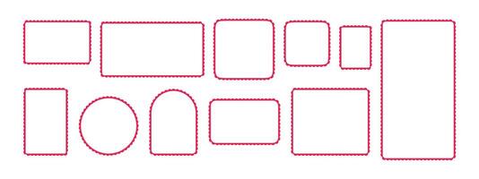 Pink scallop edge frame with wavy decorative border. Flat illustration isolated on white background. vector
