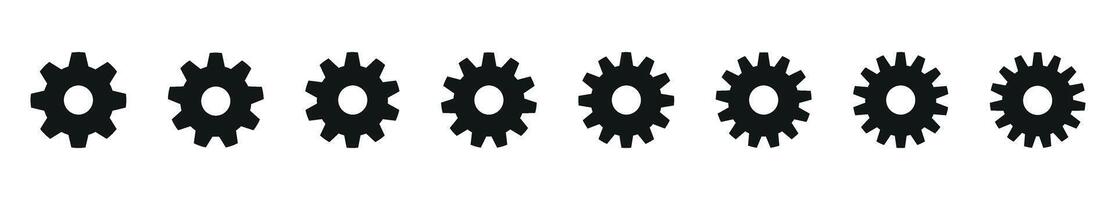 gear set with golden cogwheels. Mechanical transmission and factory chain elements. Flat illustration isolated on white background. vector