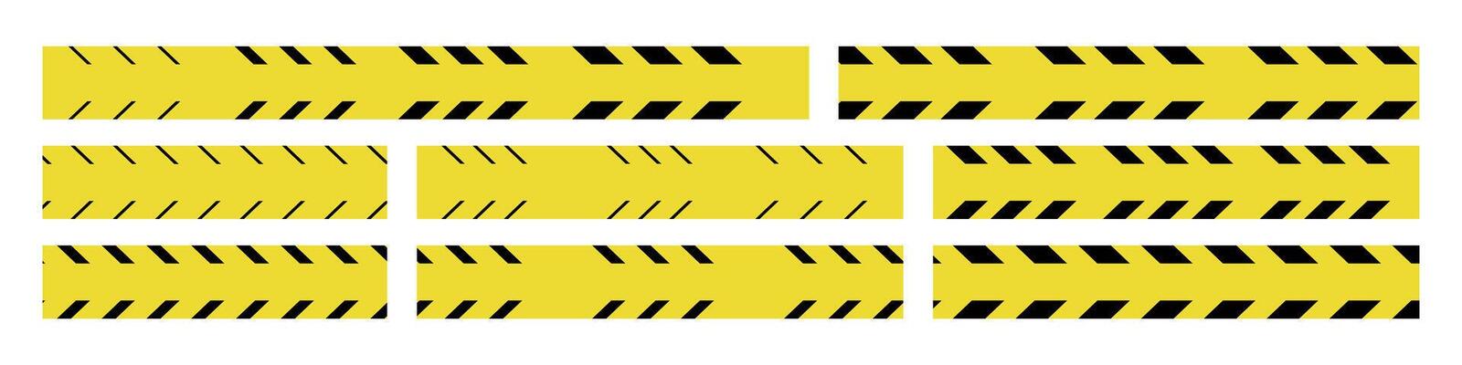 Black danger ribbon with police tape elements. Restricted area and hazard warning symbol. Flat illustration isolated on white background.