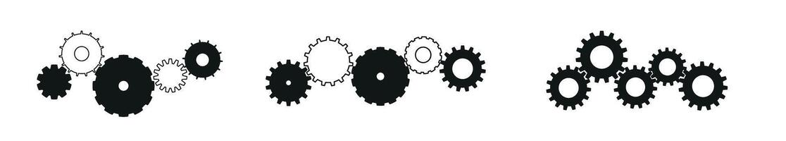Teamwork gear doodle with collaboration concept. Hand-drawn industrial cogs and factory elements. Flat illustration isolated on white background. vector